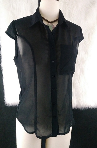 urban wear Tops - Urban Wear Sheer Black Sleeveless Blouse Size L